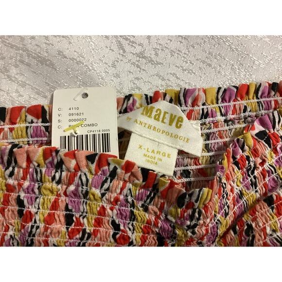 Maeve by Anthropologie smocked bodice tank top multi-colored print sz XL - Picture 4 of 6